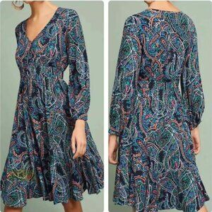 Maeve by Anthropologie Maplewood Paisley Midi Dress Size Medium